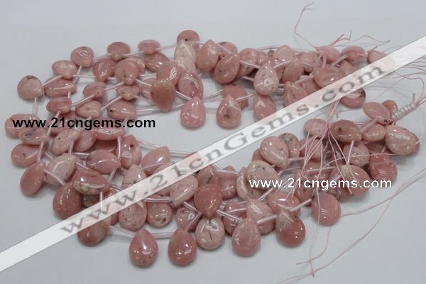 COP74 15.5 inches 13*18mm flat teardrop natural pink opal beads