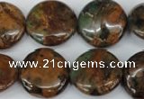 COP755 15.5 inches 20mm flat round green opal gemstone beads