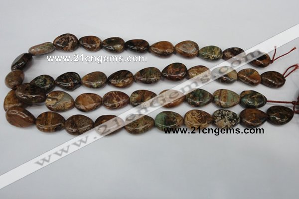 COP761 15.5 inches 15*20mm flat teardrop green opal gemstone beads