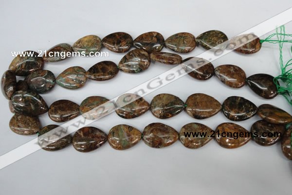 COP762 15.5 inches 18*25mm flat teardrop green opal gemstone beads