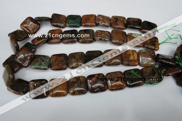 COP765 15.5 inches 20*20mm square green opal gemstone beads
