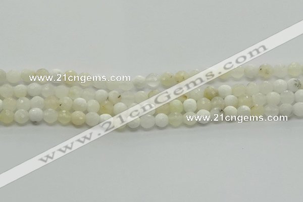 COP931 15.5 inches 6mm faceted round white opal gemstone beads