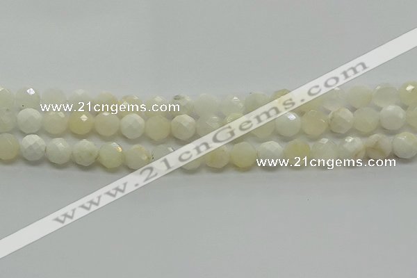 COP932 15.5 inches 8mm faceted round white opal gemstone beads