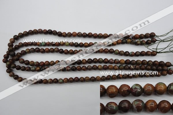 COP951 15.5 inches 6mm round green opal gemstone beads wholesale