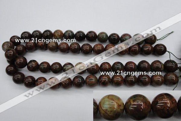 COP955 15.5 inches 14mm round green opal gemstone beads wholesale