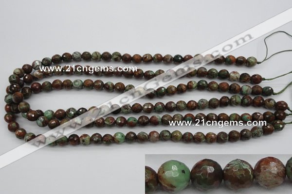 COP961 15.5 inches 6mm faceted round green opal gemstone beads