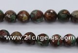 COP963 15.5 inches 10mm faceted round green opal gemstone beads