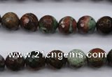 COP964 15.5 inches 12mm faceted round green opal gemstone beads