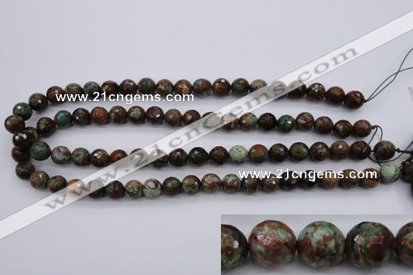 COP964 15.5 inches 12mm faceted round green opal gemstone beads