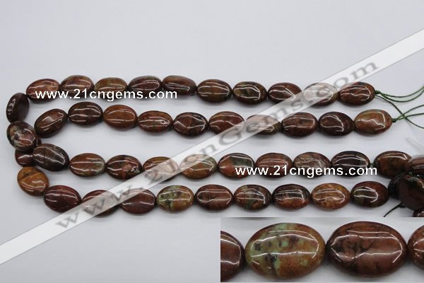 COP973 15.5 inches 13*18mm oval green opal gemstone beads