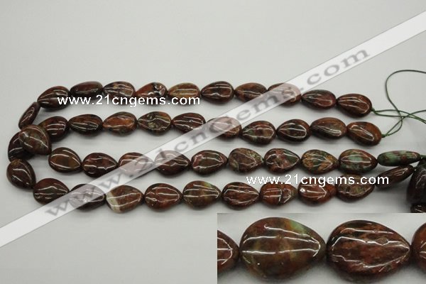 COP980 15.5 inches 13*18mm flat teardrop green opal gemstone beads