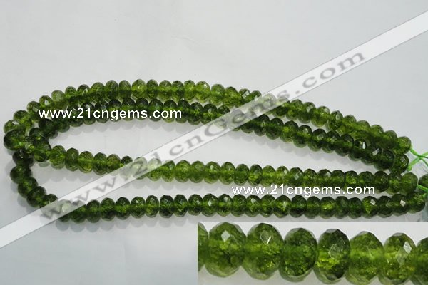 COQ101 15.5 inches 6*10mm faceted rondelle dyed olive quartz beads