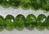 COQ103 15.5 inches 12*16mm faceted rondelle dyed olive quartz beads