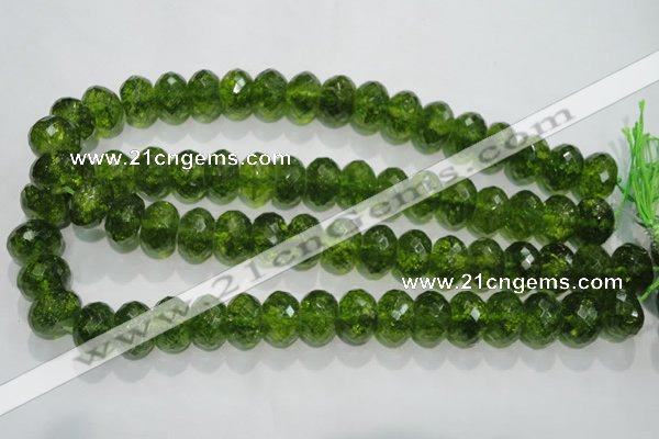 COQ103 15.5 inches 12*16mm faceted rondelle dyed olive quartz beads