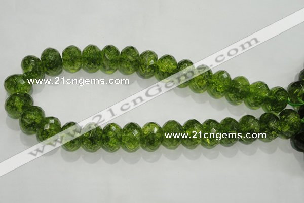 COQ104 15.5 inches 13*18mm faceted rondelle dyed olive quartz beads