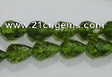 COQ108 15.5 inches 8*12mm faceted teardrop dyed olive quartz beads