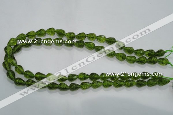 COQ108 15.5 inches 8*12mm faceted teardrop dyed olive quartz beads