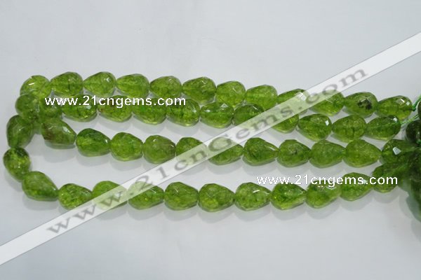 COQ111 15.5 inches 13*18mm faceted teardrop dyed olive quartz beads