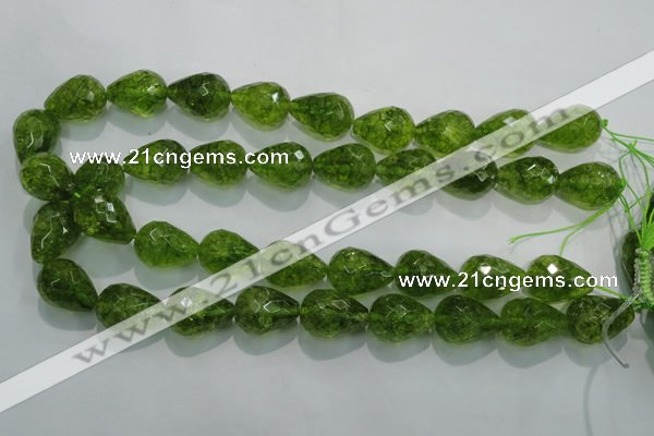 COQ112 15.5 inches 15*20mm faceted teardrop dyed olive quartz beads