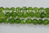 COQ115 15.5 inches 6mm faceted nuggets dyed olive quartz beads