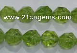 COQ117 15.5 inches 10mm faceted nuggets dyed olive quartz beads