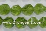 COQ118 15.5 inches 12mm faceted nuggets dyed olive quartz beads