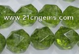 COQ119 15.5 inches 14mm faceted nuggets dyed olive quartz beads