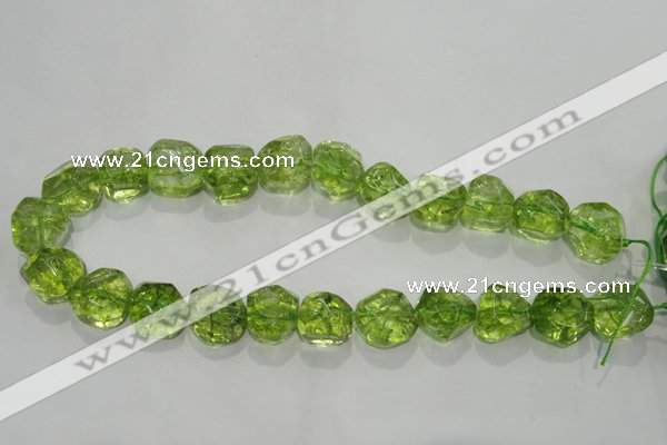 COQ125 15.5 inches 18mm nuggets dyed olive quartz beads