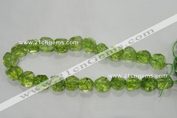 COQ125 15.5 inches 18mm nuggets dyed olive quartz beads