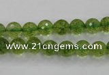 COQ14 16 inches 10mm faceted round dyed olive quartz beads wholesale