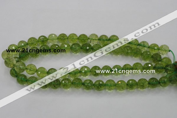 COQ14 16 inches 10mm faceted round dyed olive quartz beads wholesale