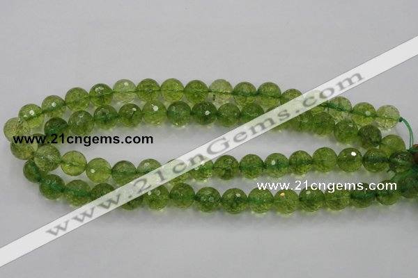 COQ15 16 inches 12mm faceted round dyed olive quartz beads wholesale