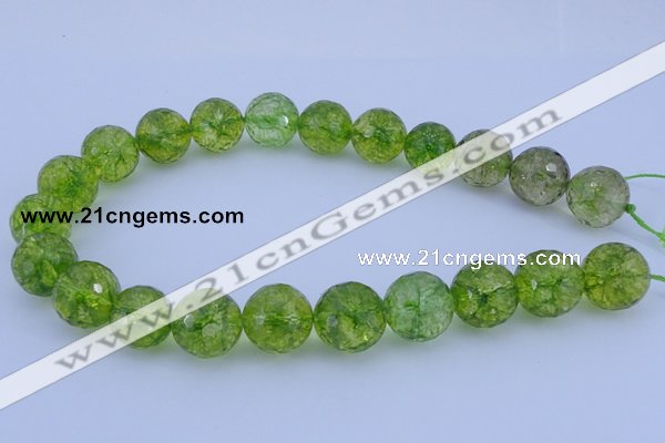 COQ17 16 inches 16mm faceted round dyed olive quartz beads wholesale