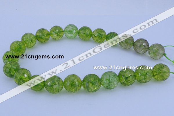 COQ18 16 inches 18mm faceted round dyed olive quartz beads wholesale