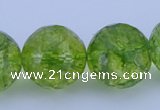 COQ19 16 inches 20mm faceted round dyed olive quartz beads wholesale