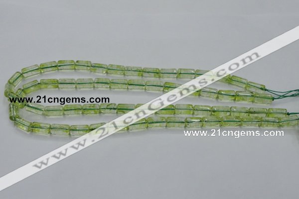 COQ22 16 inches 7*13mm column dyed olive quartz beads wholesale