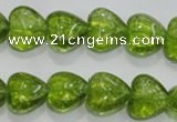 COQ30 15.5 inches 14*14mm heart dyed olive quartz beads wholesale