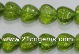 COQ31 15.5 inches 16*16mm heart dyed olive quartz beads wholesale