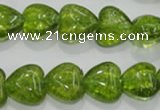 COQ32 15.5 inches 18*18mm heart dyed olive quartz beads wholesale