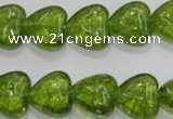 COQ33 15.5 inches 20*20mm heart dyed olive quartz beads wholesale