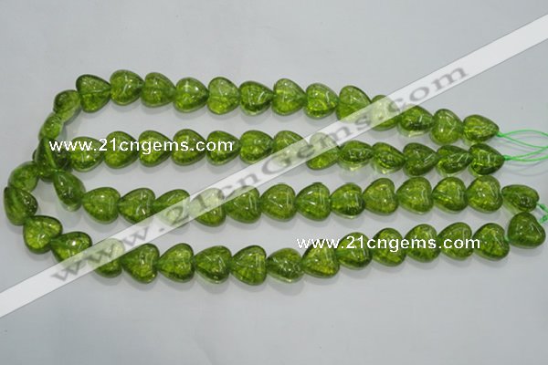 COQ33 15.5 inches 20*20mm heart dyed olive quartz beads wholesale