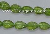 COQ40 15.5 inches 8*12mm flat teardrop dyed olive quartz beads