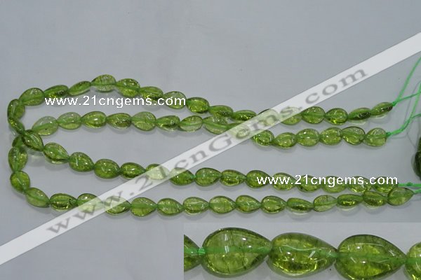 COQ40 15.5 inches 8*12mm flat teardrop dyed olive quartz beads