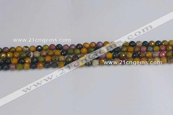 COS200 15.5 inches 4mm faceted round ocean jasper beads