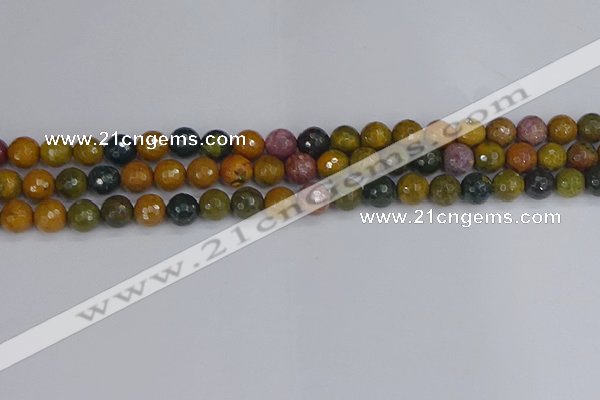 COS202 15.5 inches 8mm faceted round ocean jasper beads