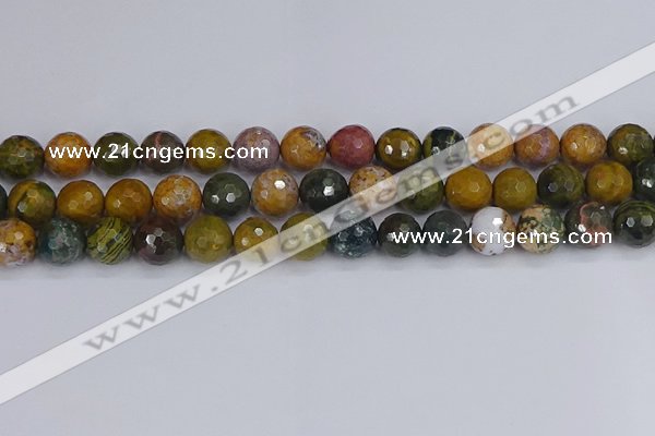 COS204 15.5 inches 12mm faceted round ocean jasper beads
