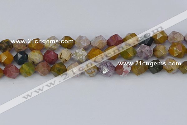 COS213 15.5 inches 12mm faceted nuggets ocean jasper beads