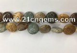 COS247 15.5 inches 18mm flat round ocean stone beads wholesale