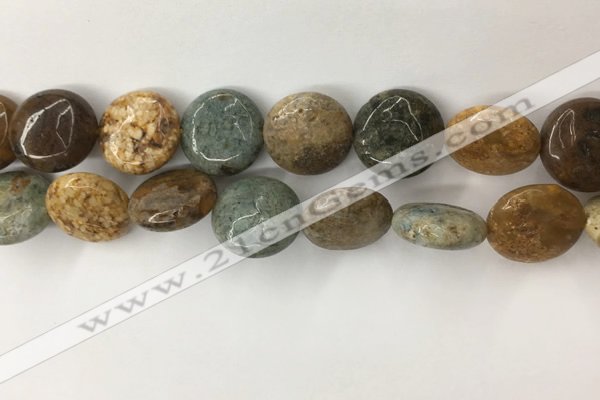 COS247 15.5 inches 18mm flat round ocean stone beads wholesale