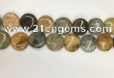 COS249 15.5 inches 25mm flat round ocean stone beads wholesale